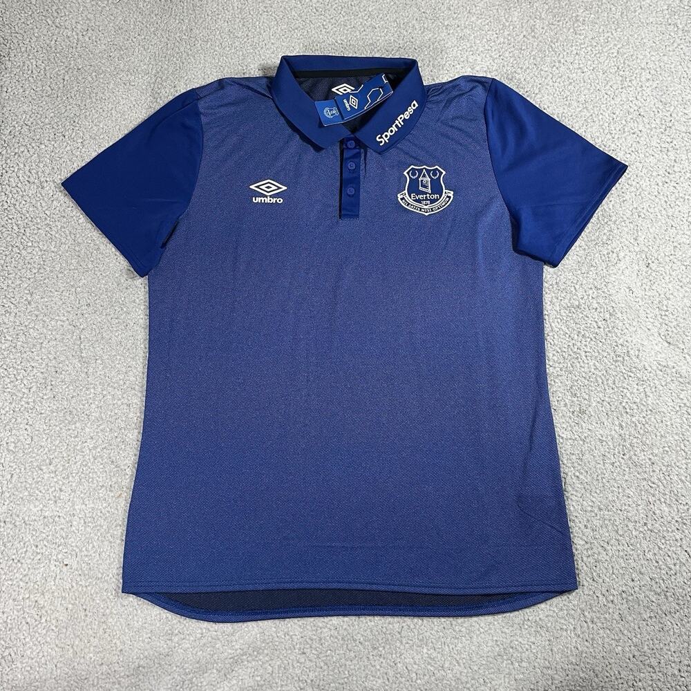 Everton Shirt Mens XL Umbro Blue Soccer Football Training Polo Jersey